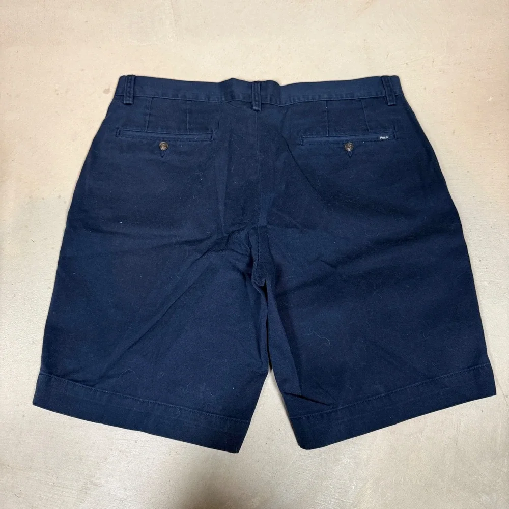 Polo Ralph Lauren Mens Classic Fit 9 Inch Chino Shorts Navy Blue Cotton Size 35